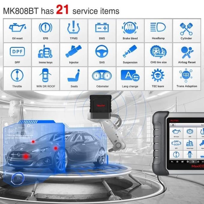 Scanner OBD2 - Autel - MaxiCOM MK808BT - Bluetooth - EPB Reset - 7 inch LCD
