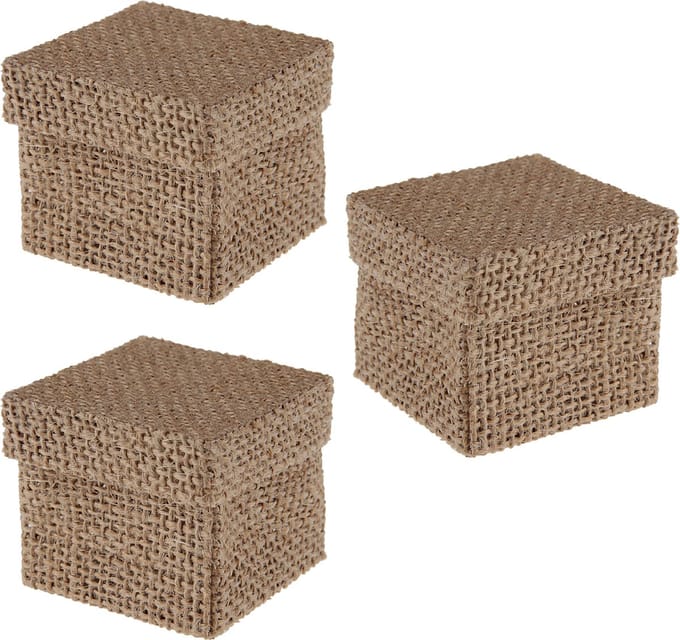 Santex cadeaudoosje Natural - Bruiloft bedankje - 24x stuks - jute - 5 x 5 cm