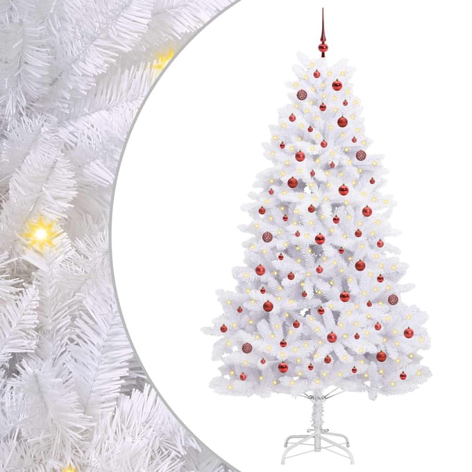 vidaXL - Kunstmatige - Hinged - Kerstboom - Wit - 240 - cm - PVC - en - Staal