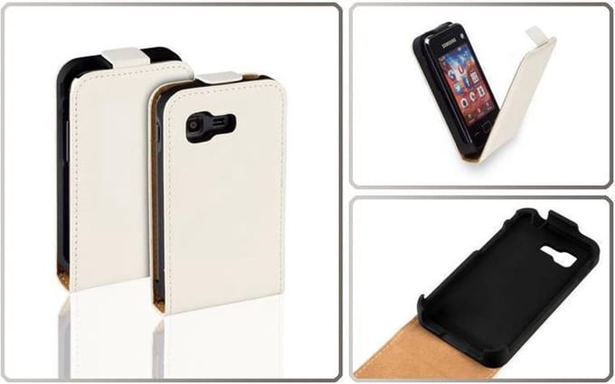 HC Leder Flip Telefoonhoesje - Samsung Star 3 Wit Creme