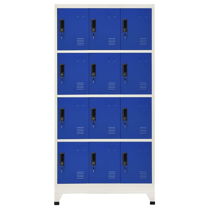vidaXL - Lockerkast - 90x45x180 - cm - staal - grijs - en - blauw