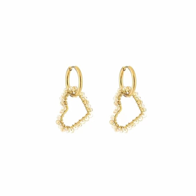 Bijoutheek Oorhangers Gekleurde Hartjes Beige