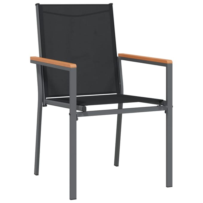 vidaXL - Tuinstoelen - 4 - st - 55x61,5x90 - cm - textileen - en - staal - zwart
