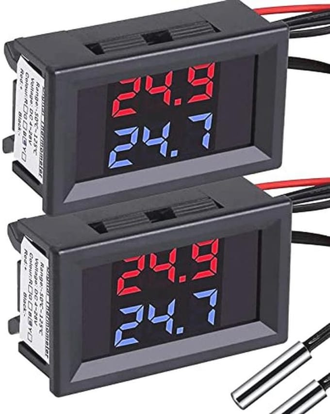Digitale Display Thermometer met Dubbele LED - DC4-28V, Waterproof NTC Sensor