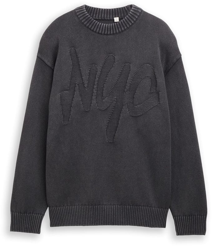 Tom Tailor - Oversized gebreide trui in used-look - Maat 152 - coal grey