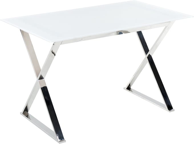 ATTICA - Eettafel - Wit/Zilver - Veiligheidsglas