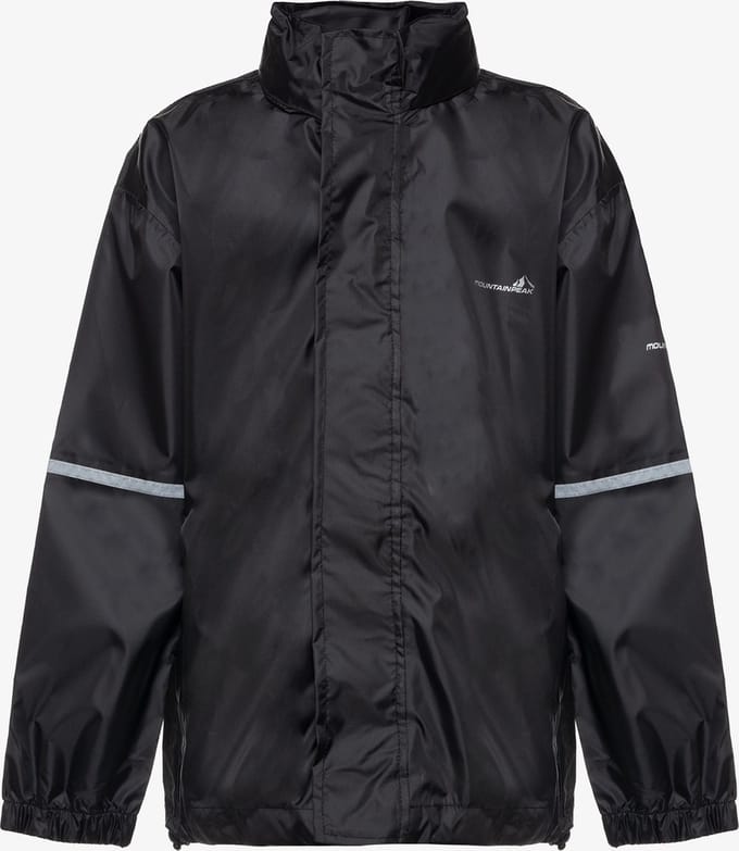 Mountain Peak kinder regenjas - Zwart - Met capuchon - Ritssluiting - Maat 146/152