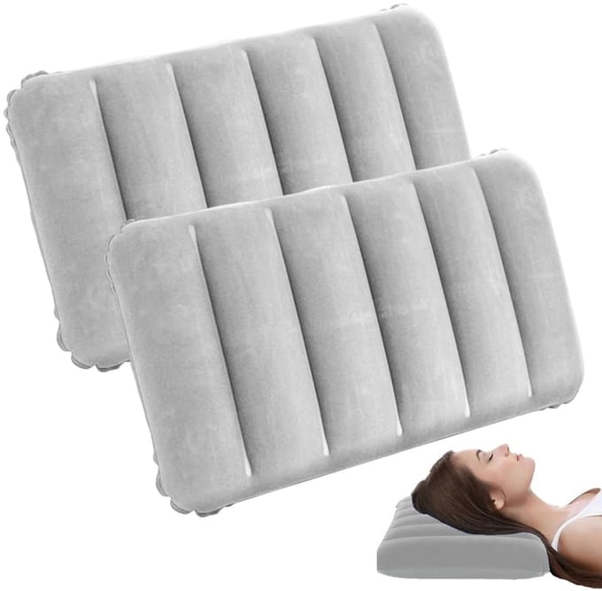 Dailygoods- Opblaasbaar Kussen 30 x 47 cm - 2 Stuks - Comfortabel - Duurzaam - Compact - Draagbaar - Reis Kussen