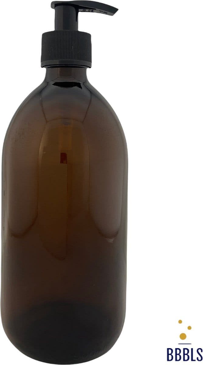 BBBLS® Design Dispenser "Conditioner" | Transparant Glas | 500ml | RVS / Metaal Pomp Zwart | Zeeppomp | Zeepdispenser | Zeephouder