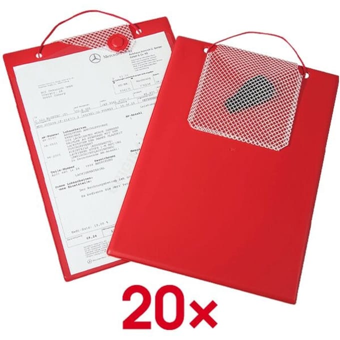 EICHNER Magnetische besteltas, voor DIN A4 documenten, sleutelvak, magneetsluiting, scheurbescherming, rood, 10 stuks