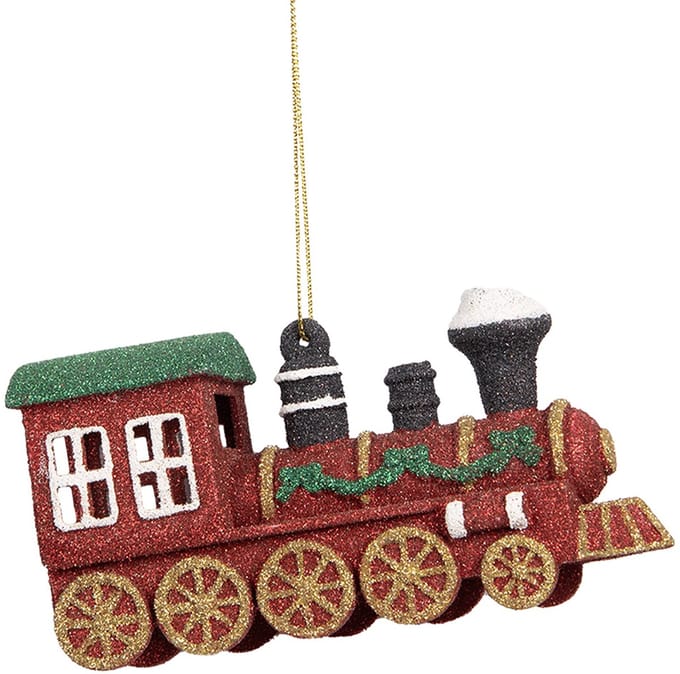 Clayre & Eef Kersthanger Trein 12x4x7 cm Rood Kunststof