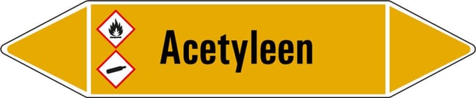 Acetyleen leidingmarkering op vel 252 x 52 mm - 3 per vel