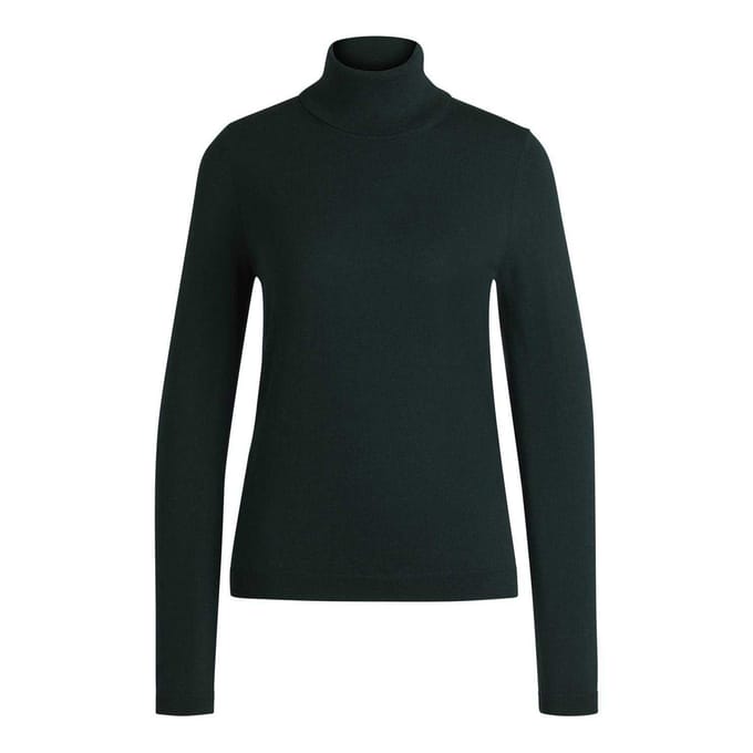 Boss Dames-sweatshirt met col, normale pasvorm (Groen)