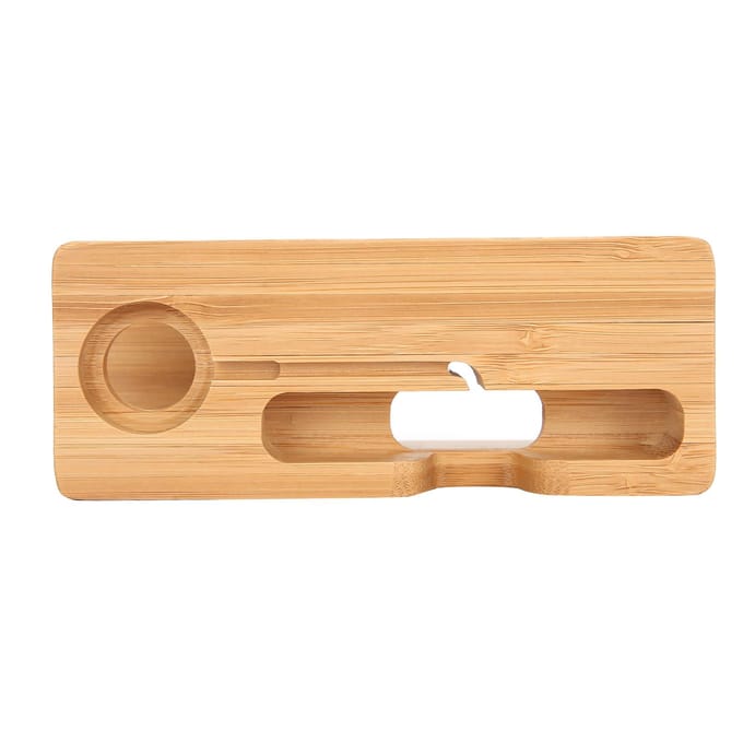 Bamboe Oplaadstation Dock voor Mobiele Telefoon Horloge Draagbare Oplaadbare Houder Beugel beige
