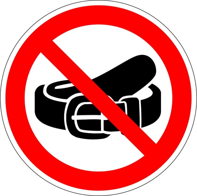 Verboden riem te dragen sticker 200 mm