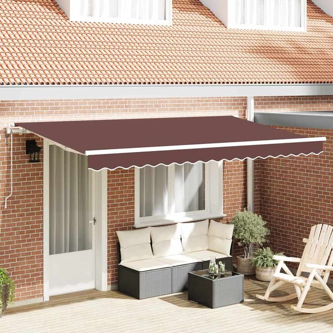 vidaXL - Uitschuifbare - luifel - Bruin - 400 - x - 200 - cm - Stof