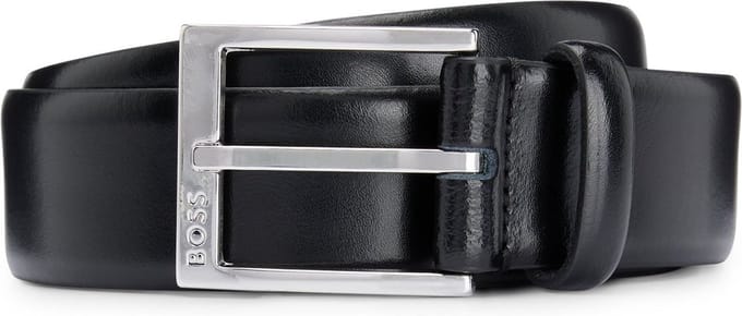 BOSS Leren Riem Elloy Sz35 Leather Belt W115 Black Zwart