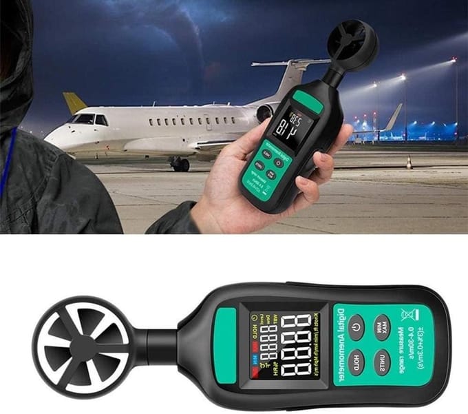 Digitale Windmeter - Anemometer Windmeter - Weersvoorspelling Buiten - Hoge Precisie Sensor - 5 Meeteenheden - Zwart
