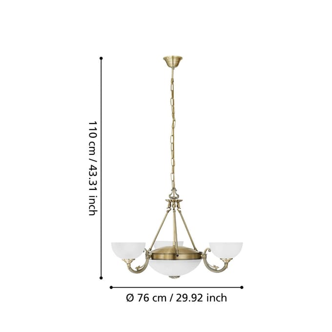 EGLO Savoy - Hanglamp - 3 Lichts - Ø740mm. - Brons - Wit