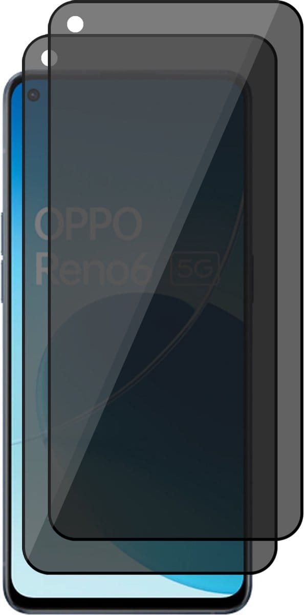 Privacy Screenprotector geschikt voor Oppo Reno 6 - 2x Volledig Dekkend Glas Screen Protector