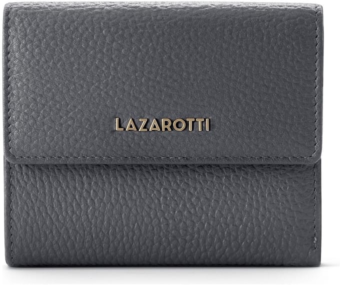 Lazarotti Leren Portemonnee Bologna Leather Wallet With 8 Card Slots Grey Grijs