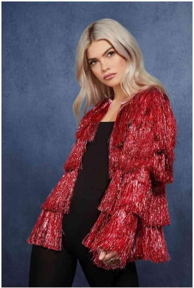 Fever - Tinsel Festival Kostuum Jacket - S/M - Rood