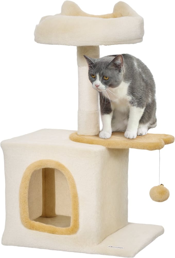 PawHut krabpaal - Spaanplaat - 40x30x72cm - Beige