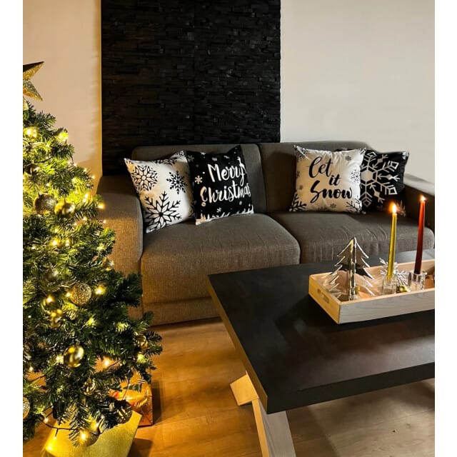 Gek op kussens! Sierkussen zwart-wit kerst #2 | 45 x 45 cm | katoen/polyester