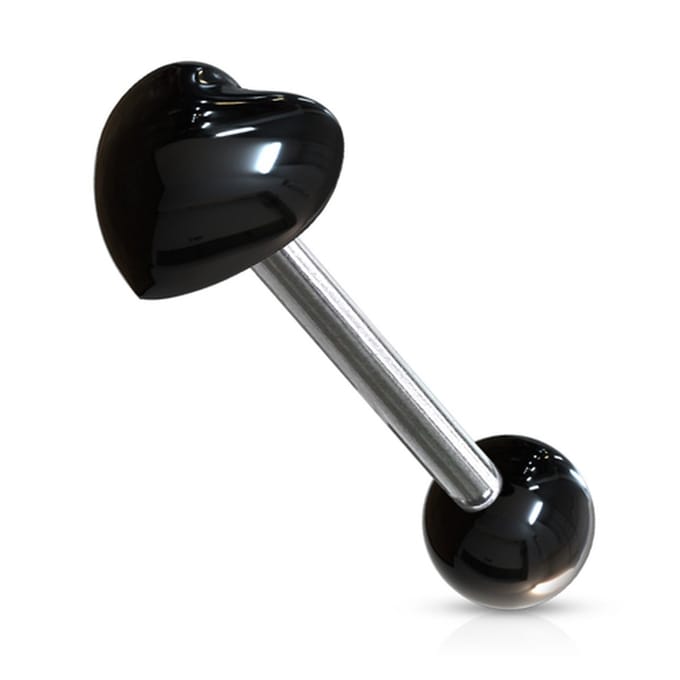 Tongpiercing UV hart 1.6x16 - zwart - LMPiercings
