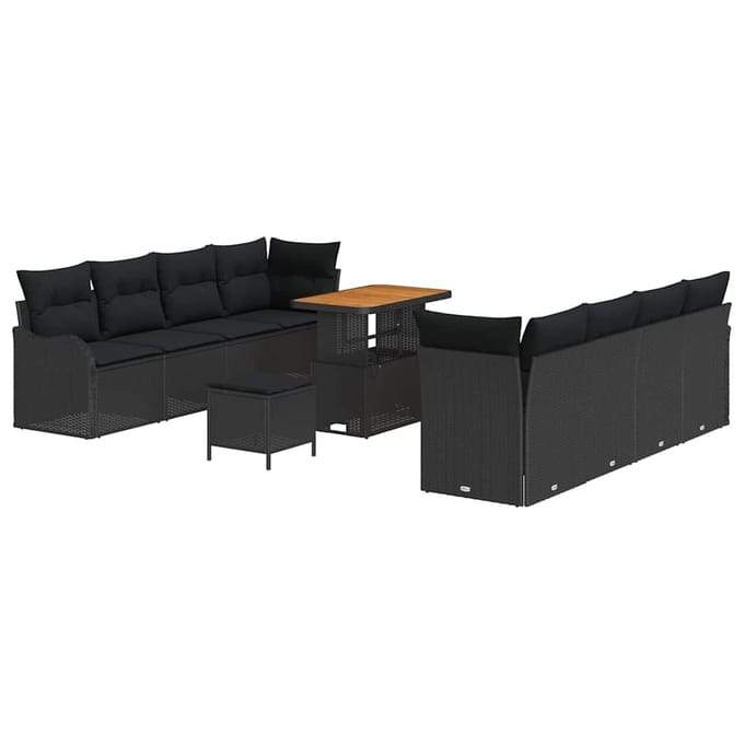 vidaXL Tuin Sofa Set 11 st 10-Aantal zitplaatsen Zwart
