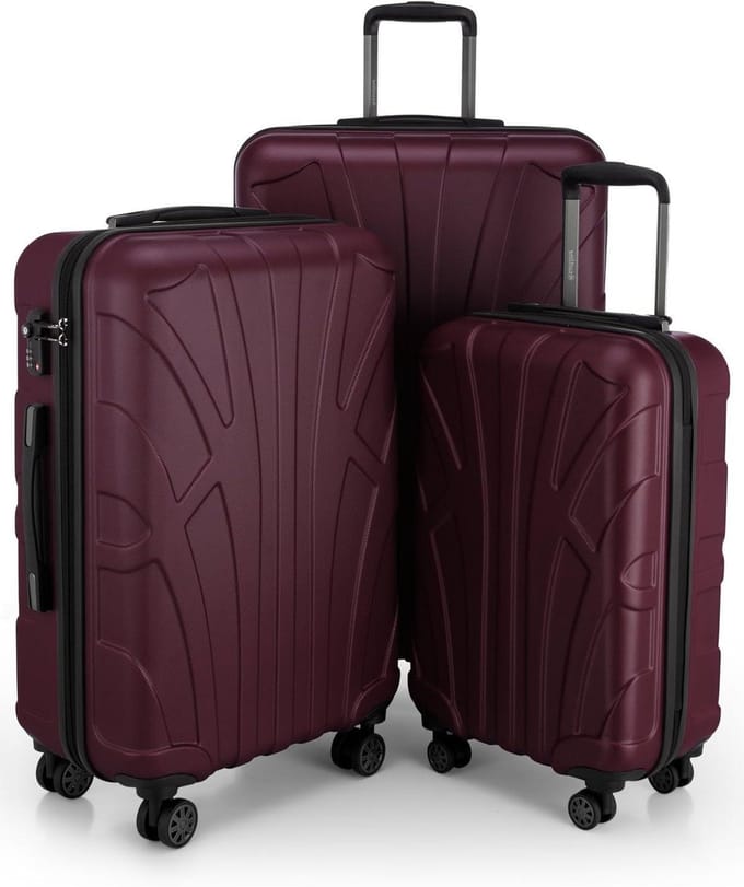 Reis Trolley Set - Koffers Set - Veilig Op Reis - TSA Combinatieslot - 3 Maten - Bordeauxrood