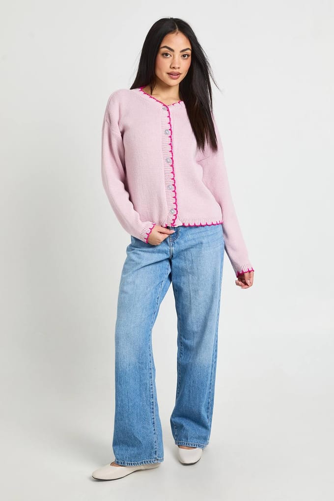 boohoo Dames Gebreid Crop Vest Met Deksteek | Pink | Maat: Small