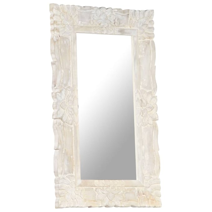 vidaXL - Spiegel - 80x50 - cm - massief - mangohout - wit