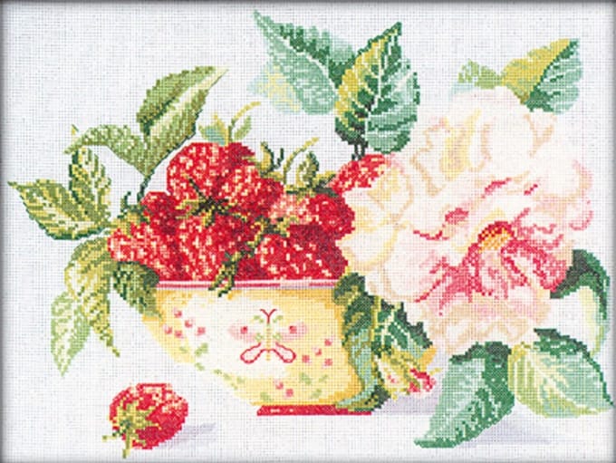 Borduurpakket - Aardbeien