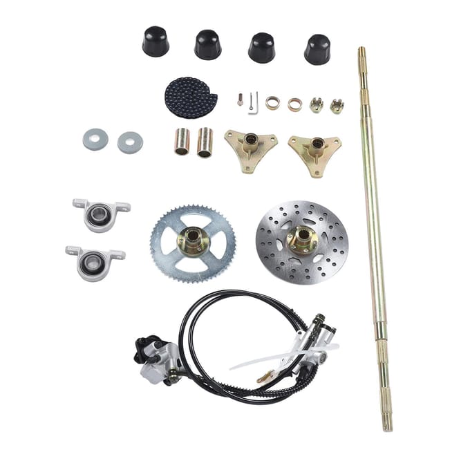 29in Go Kart Achterste Live As Assemblage Kit As Tandwiel Ketting Remschijf Remklauw Wielnaven gray