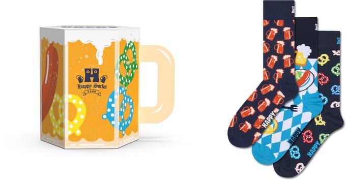 Happy Socks - 3-Pack Beer Glass Socks Gift Set - Heren - Sokken