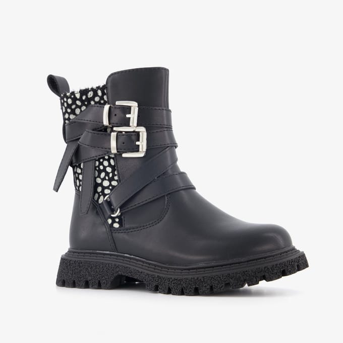 Blue Box meisjes biker boots met stippen zwart - Maat 32