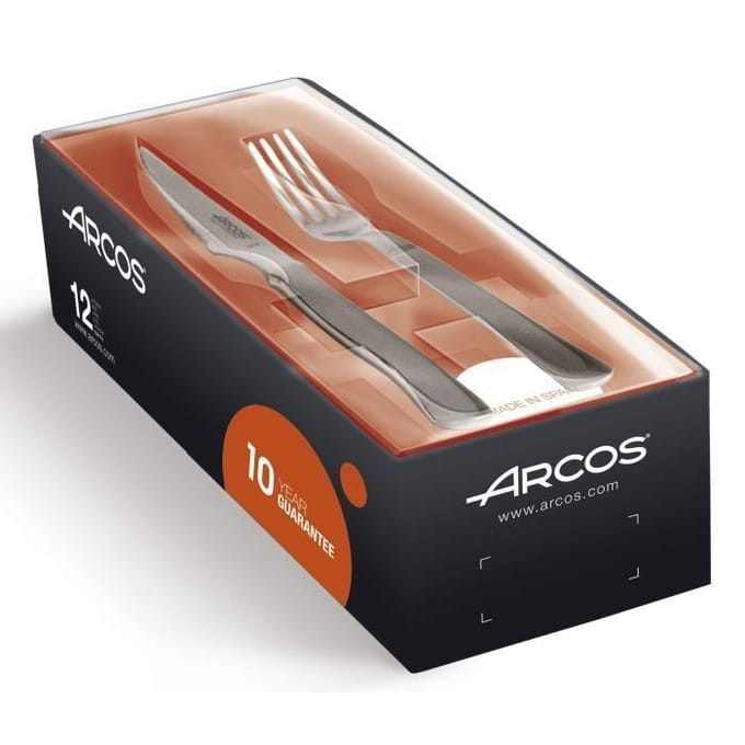 Ménagère 12 pièces - Chuleteros - Lame crantée en inox - 6 couteaux et 6 fourchettes - Compatible lave-vaisselle