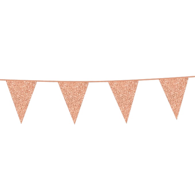 Glitter vlaggenlijn rosé goudkleurig 6 meter.