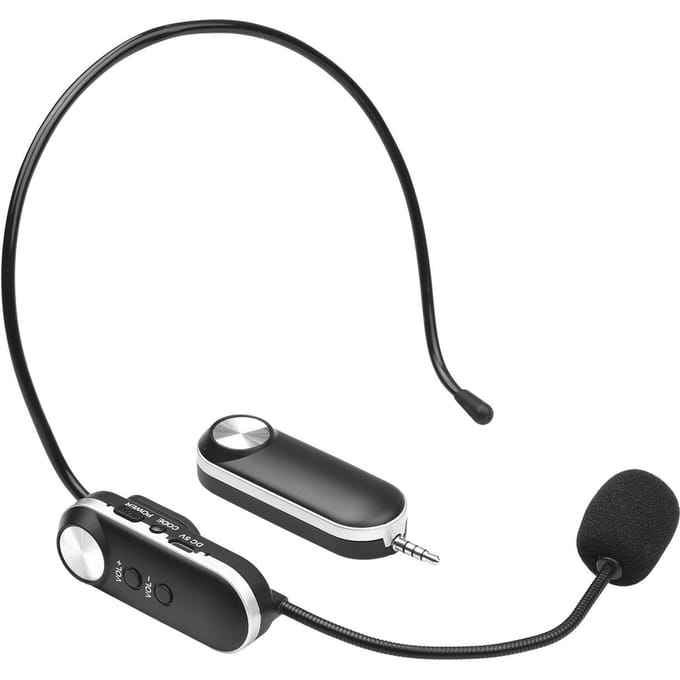 UHF Headset Draadloze Microfoon Professionele Draadloze Microfoonset 6.35mm Ontvanger voor Sprekerstem zwart
