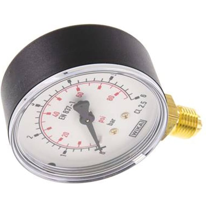 0..6 Bar Manometer Onderaansluiting Kunststof/Messing 63 mm Klasse 2.5