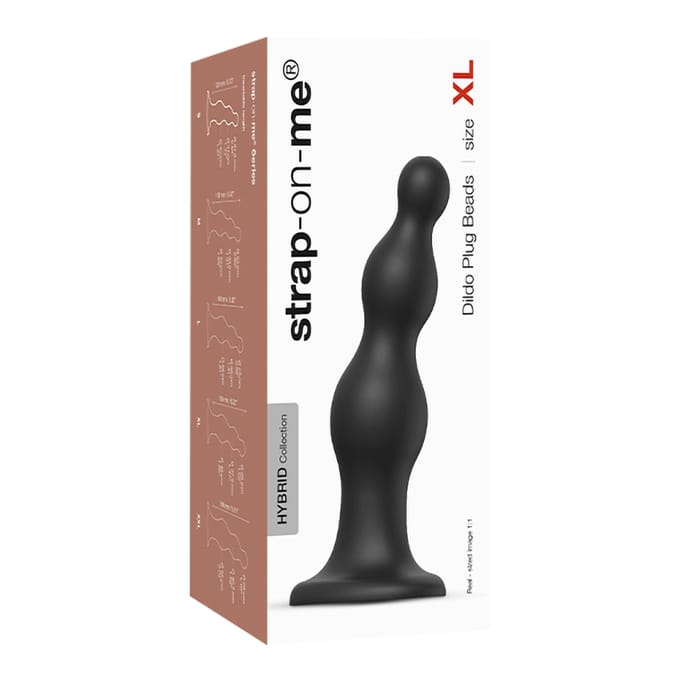Strap-On-Me - Dildo Plug Beads - Zwart XL