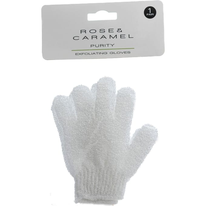 Rose & Caramel Exfoliating Gloves - White