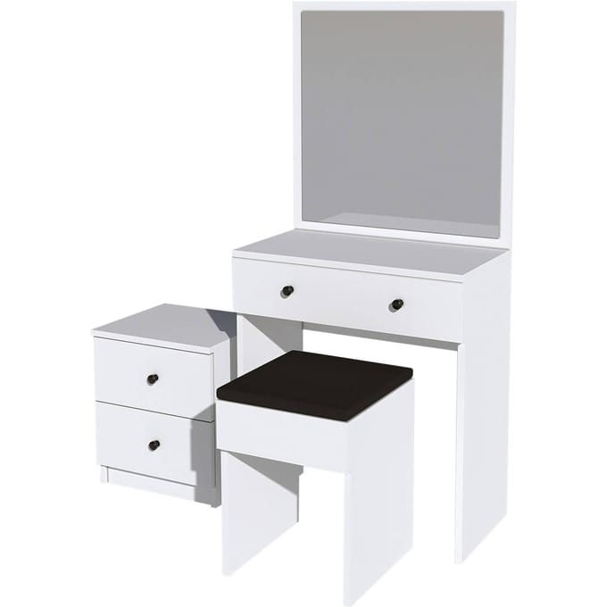 Asir - Make-uptafel - Wit - 100% met melamine gecoat spaanplaat - 65 x 139 x 35 cm
