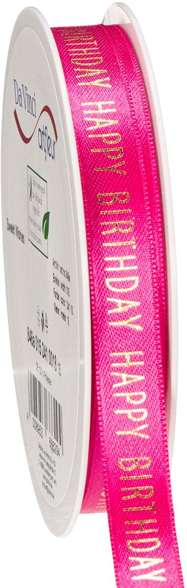 Cadeaulint met de tekst "Happy Birthday" en feestelijke letters voor h
