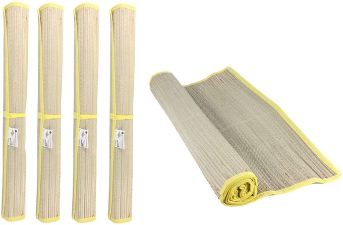 Benson Strandmat - 4x - riet - geel - 60 x 180 cm - zonmat / buitenmat