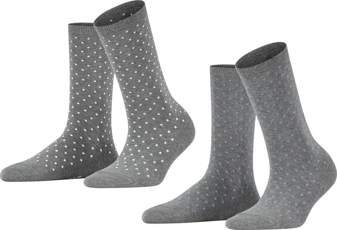 Esprit Fine Dot 2-Pack gedessineerd katoen multipack sokken dames grijs - maat 35-38