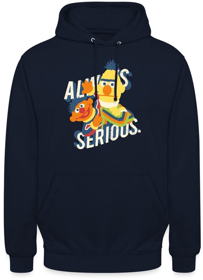 Sesamstraat Ernie Bert Altijd Serieus Always Serious Hoodie Unisex