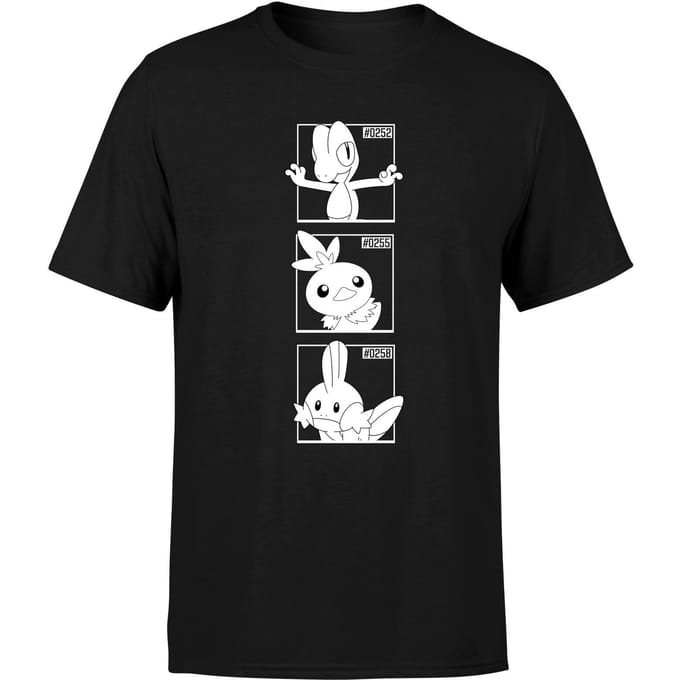 Pokemon Generation 3 Monochrome Starters Men's T-Shirt - Black - M