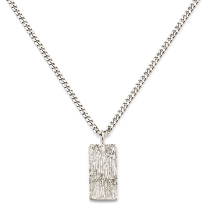 Rustic | Ketting met dogtag-hanger van ongecoat ruw 925 sterling zilver